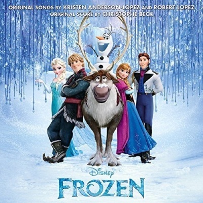 Poster do filme Frozen da Disney com personagens principais sobre neve