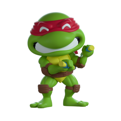 Figura de ação de tartaruga verde com cinta vermelha e bastões