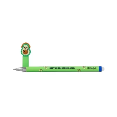 Caneta verde com desenho de abacate em topo