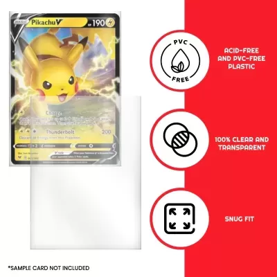 Protetor transparente para cartão com carta Pokémon Pikachu V dentro