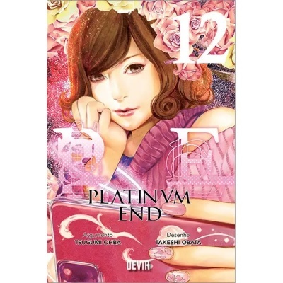 Capa de manga 'PLATINUM END' volume 12 com mulher e telemóvel cor-de-rosa