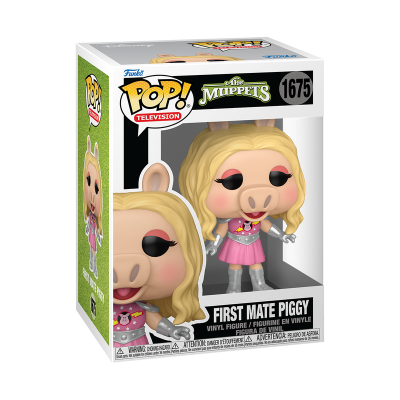 Figura Funko Pop da First Mate Piggy dos Muppets numa caixa de coleção