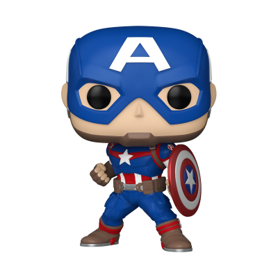 Figura Funko Pop Capitão América com escudo e capacete azul
