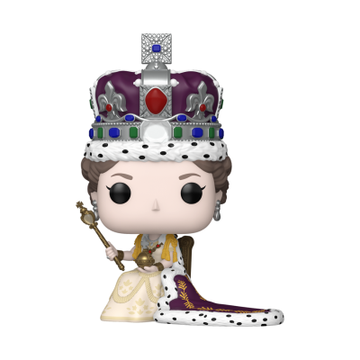 Figura Funko Pop de rainha com coroa e manto sentado