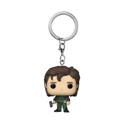 Chaveiro Funko Pop personagem com roupa verde e cabelo castanho