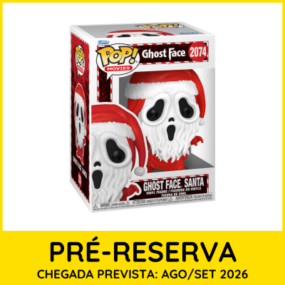 Figura de vinil Ghost Face Santa com máscara assustadora e chapéu de Pai Natal na embalagem POP! MOVIES