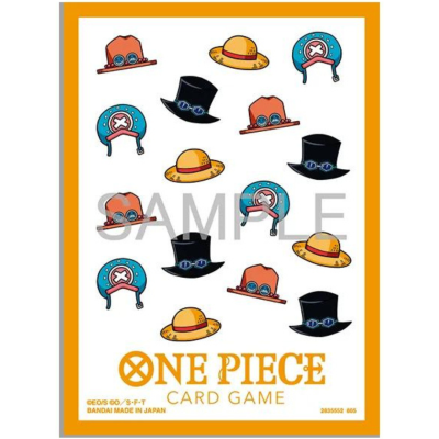 Cartaz com chapéus coloridos e texto ONE PIECE CARD GAME