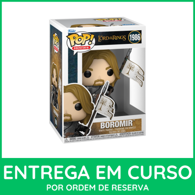 Funko Pop! Boromir The Lord of the Rings em caixa com lança e bandeira branca