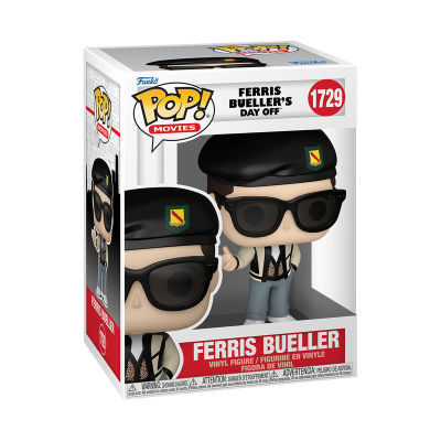 Boneco Funko Pop Ferris Bueller com boina e óculos escuros em embalagem