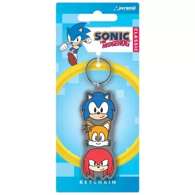 Porta-chaves Sonic the Hedgehog com três personagens em cartolina azul