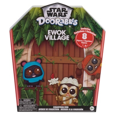 Caixa de brinquedo Star Wars Doorables Ewok Village com figuras de Ewoks coloridas