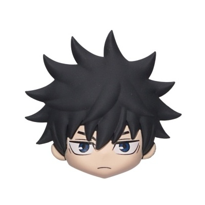 Funko pop estilizado com cabelo preto espetado e olhos azuis