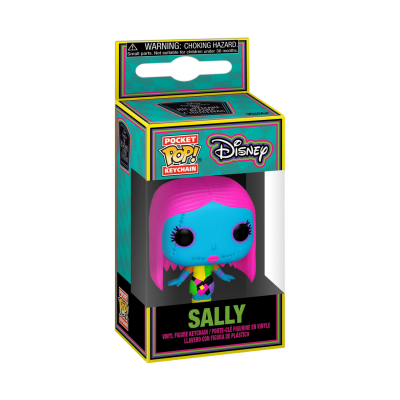 Chaveiro Pocket Pop! Disney Sally azul com cabelo rosa na caixa