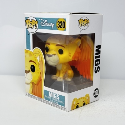 Figura vinil POP! Disney Migs nº320 amarelo com asas laranja em caixa com janela