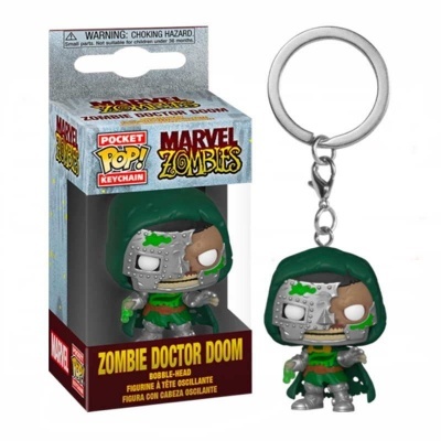 Chaveiro Pocket Pop! Marvel Zombies Zombie Doctor Doom em caixa