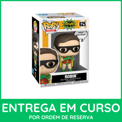 Figura de vinil Robin Batman Classic TV na caixa POP! Heroes