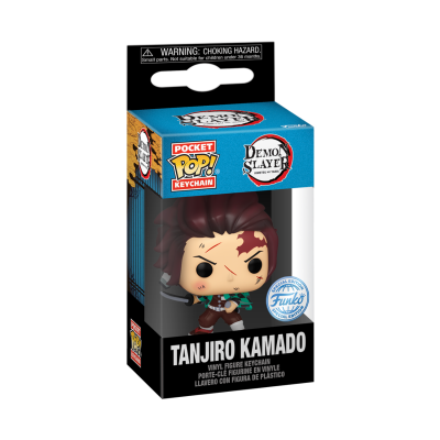 Chaveiro vinil Funko Pop Tanjiro Kamado em embalagem