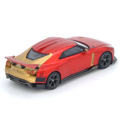Miniatura de carro desportivo vermelho e dourado