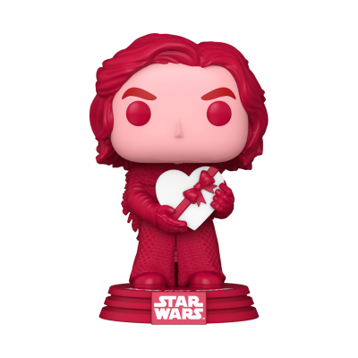 Figurina Funko Pop de personagem Star Wars com coração e base vermelha