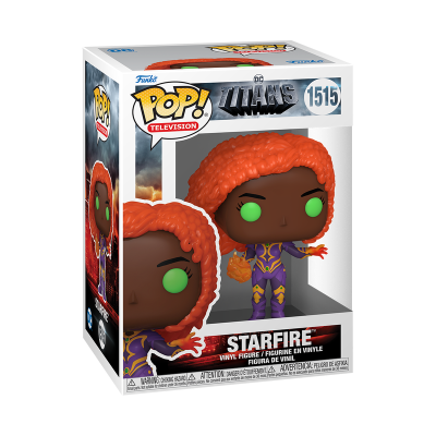 Figura Pop! TV em vinil da personagem Starfire da série DC Titans na caixa.