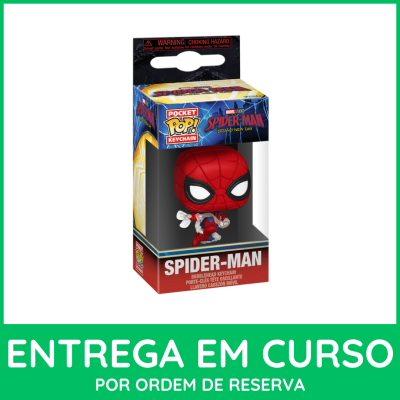 Figura chaveiro Spider-Man Pop! na embalagem