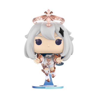 Figura Funko Pop com cabelo branco e armadura azul e cobre