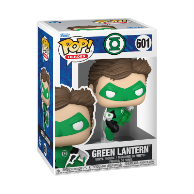 Caixa de figura vinil Funko Pop! Heroes Green Lantern 601 com máscara verde e insígnia
