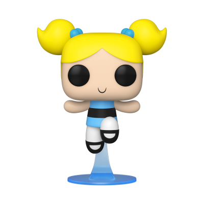 Figura estilizada Funko Pop da personagem Bumblebee com cabelo amarelo e vestido azul