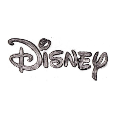 Logotipo da Disney desenhado à mão a preto e branco