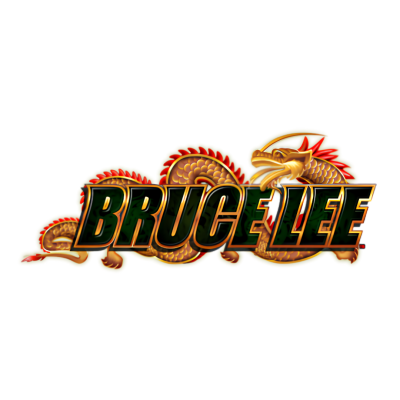 Logótipo Bruce Lee com dragão dourado e letras verdes