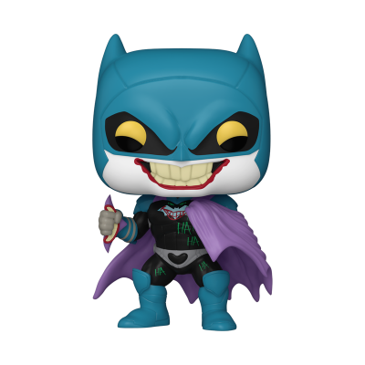 Figura Funko Pop do Batman com máscara azul e sorriso do Coringa