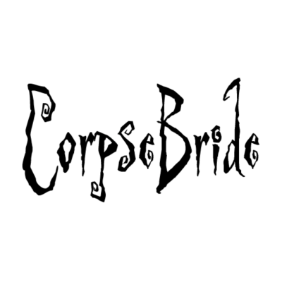 Texto estilizado CorpseBride em preto sobre fundo branco
