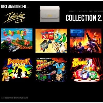 Coleção 2 de videojogos Interplay com caixa cinza e capas coloridas