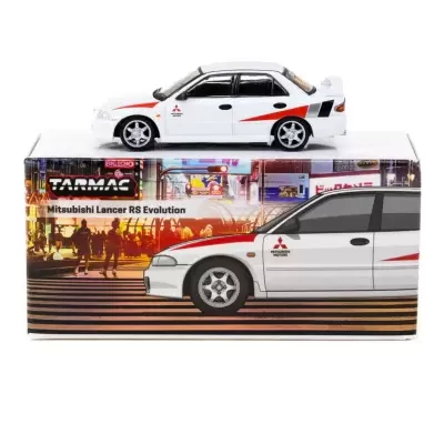 Miniatura de carro Mitsubishi Lancer RS Evolution branco com caixa colorida