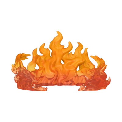 Recorte acrílico temático chamas laranja e amarelo