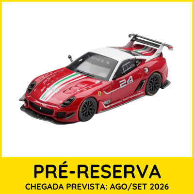 Miniatura de carro de corrida vermelho e branco com número 24 e faixa tricolor