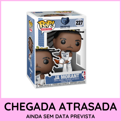 Funko Pop da Ja Morant com uniforme de basquetebol Memphis Grizzlies na caixa.