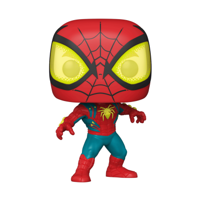 Figura Funko Pop do Homem-Aranha com máscara e traje colorido