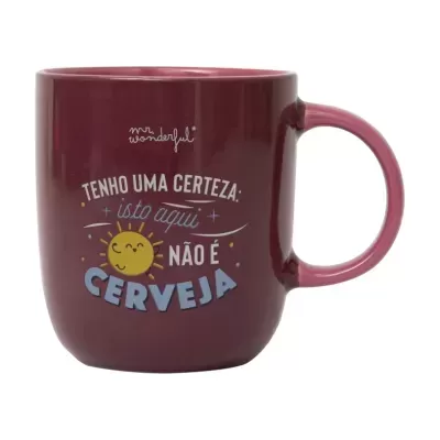 Caneca vinho com texto e ilustração de sol sorridente
