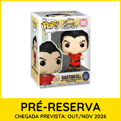 Figura Funko Pop vinil do Gaston de Beauty and the Beast na embalagem