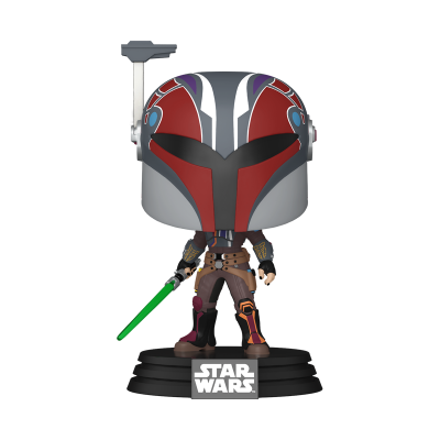 Figura Funko Pop Star Wars com capacete e espada de luz verde