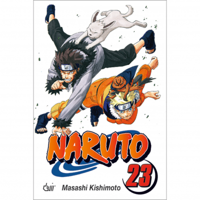 Capa do manga Naruto volume 23 com personagens e cão