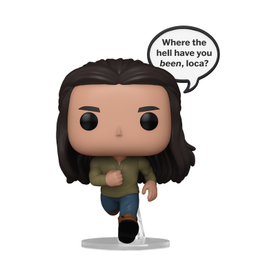 Boneco Funko Pop a correr com balão de fala em inglês