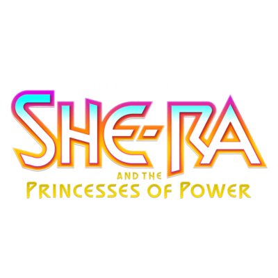 Logótipo colorido do título SHE-RA AND THE PRINCESSES OF POWER