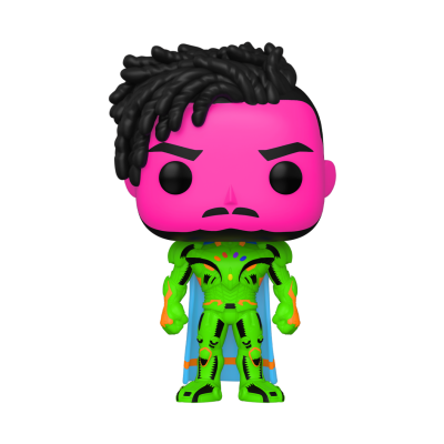 Figura Funko Pop colorida com traje verde e pele rosa