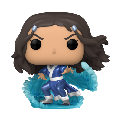 Figura Funko Pop de personagem feminina com cabelo castanho e roupa azul com branco, com ondas de água em volta.