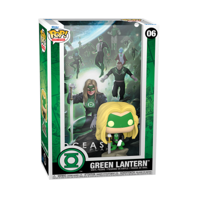 Caixa de figura Funko Pop! da Green Lantern com ilustração de fundo verde