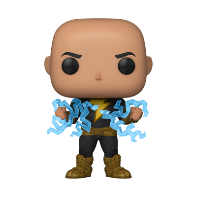 Figura colecionável Funko Pop personagem careca com relâmpagos azuis nas mãos