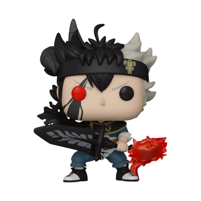 Figura Funko Pop de personagem com cabelo bicolor e espada negra