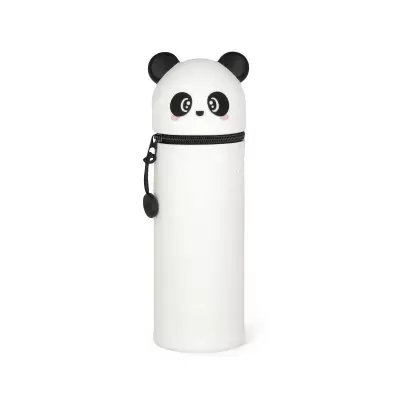 Estojo branco com cabeça de panda e fecho preto